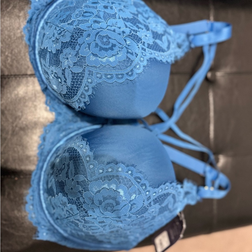 Cacique Blue Lace Bra with Molded Cups